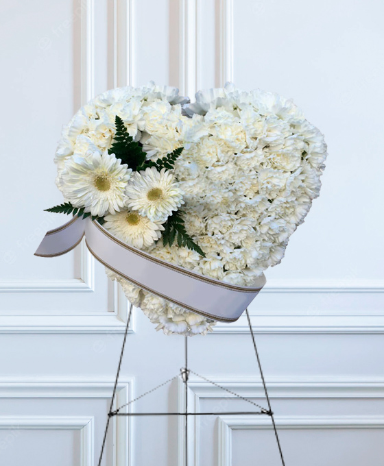 Corazón Funerario Claveles y Gerberas