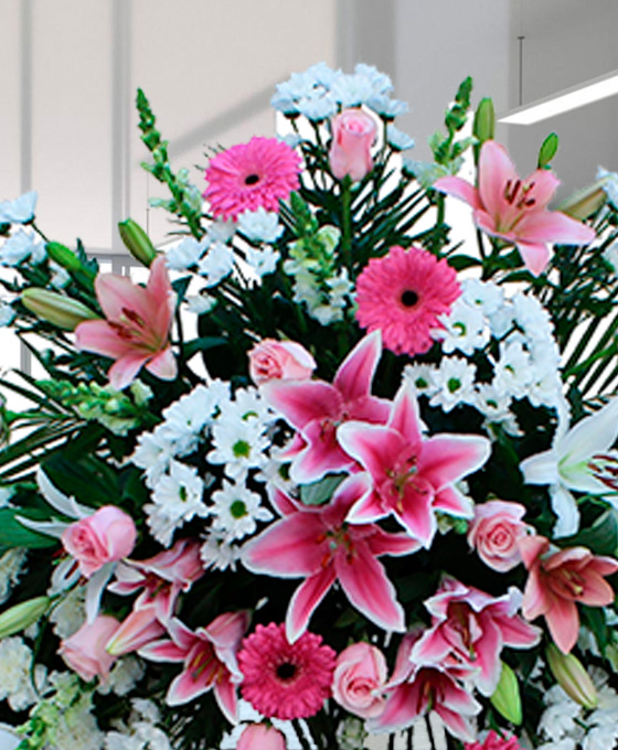 Enviar Corona Blanca y Rosa Funeral Fuenlabrada