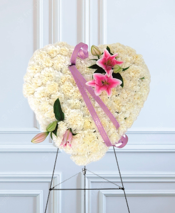 Corazón Funerario Clavel y Lilium