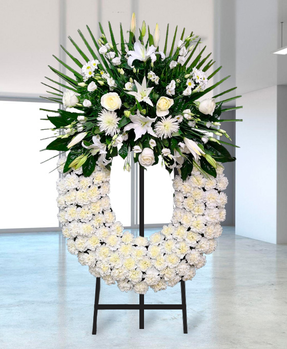 Corona Funeraria Blanca Clásica