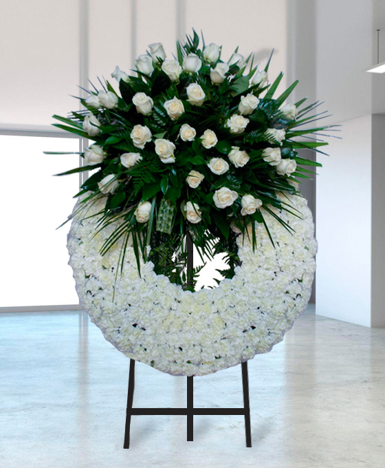 Corona Funeraria Blanca Deluxe en Fuenlabrada