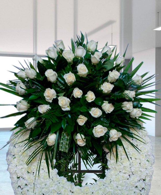 Corona Funeraria Blanca Deluxe en Fuenlabrada