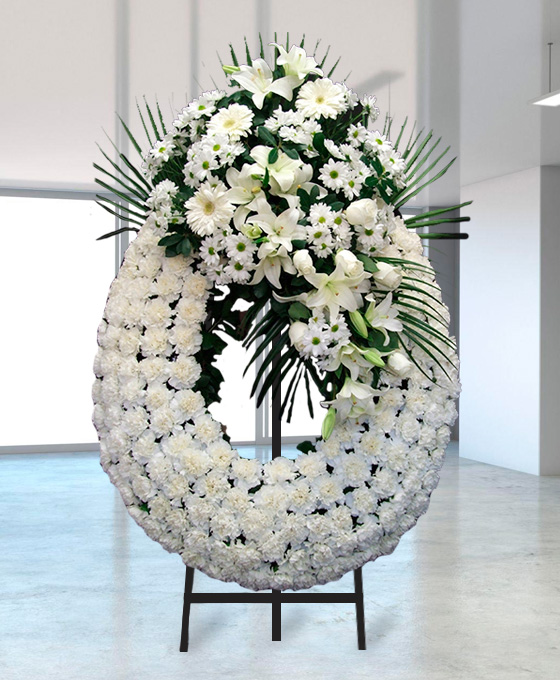 Enviar Corona Lagrima Clavel Blanco