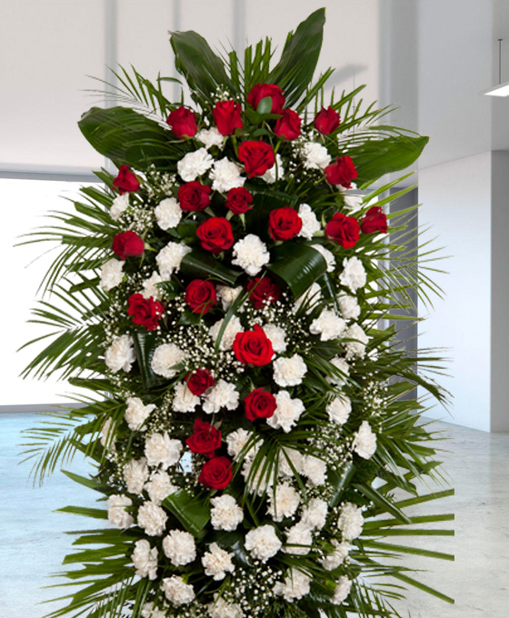 Mandar Palma Funeraria Roja y Blanca