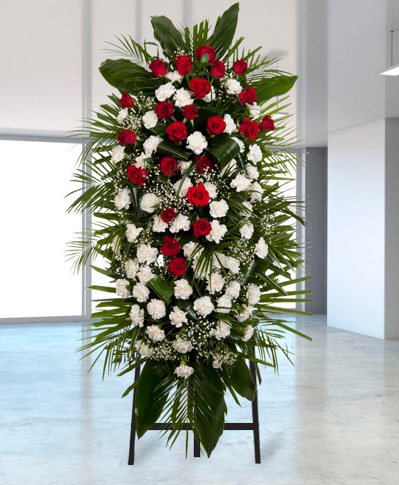 Palma Funeraria Roja y Blanca